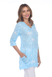Two-Pocket Tunic - Aqua Stems - CARINE