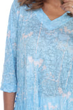 Two-Pocket Tunic - Aqua Stems - CARINE
