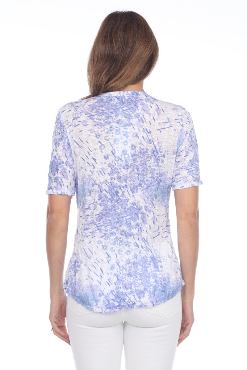 S/S V-Neck Top - Periwinkle Impact - CARINE