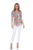 S/S V-Neck Top - Color Burst - CARINE