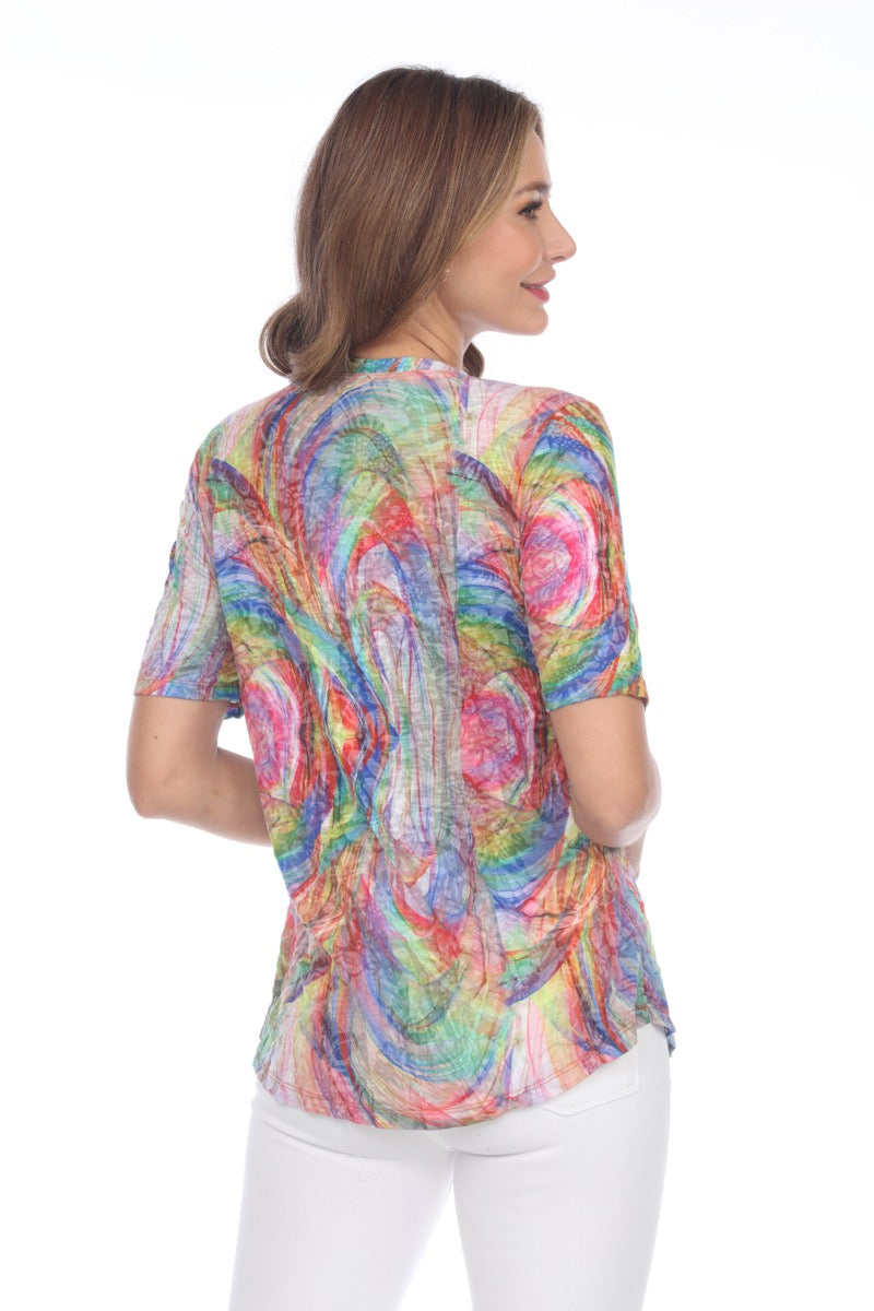 S/S V-Neck Top - Color Burst - CARINE