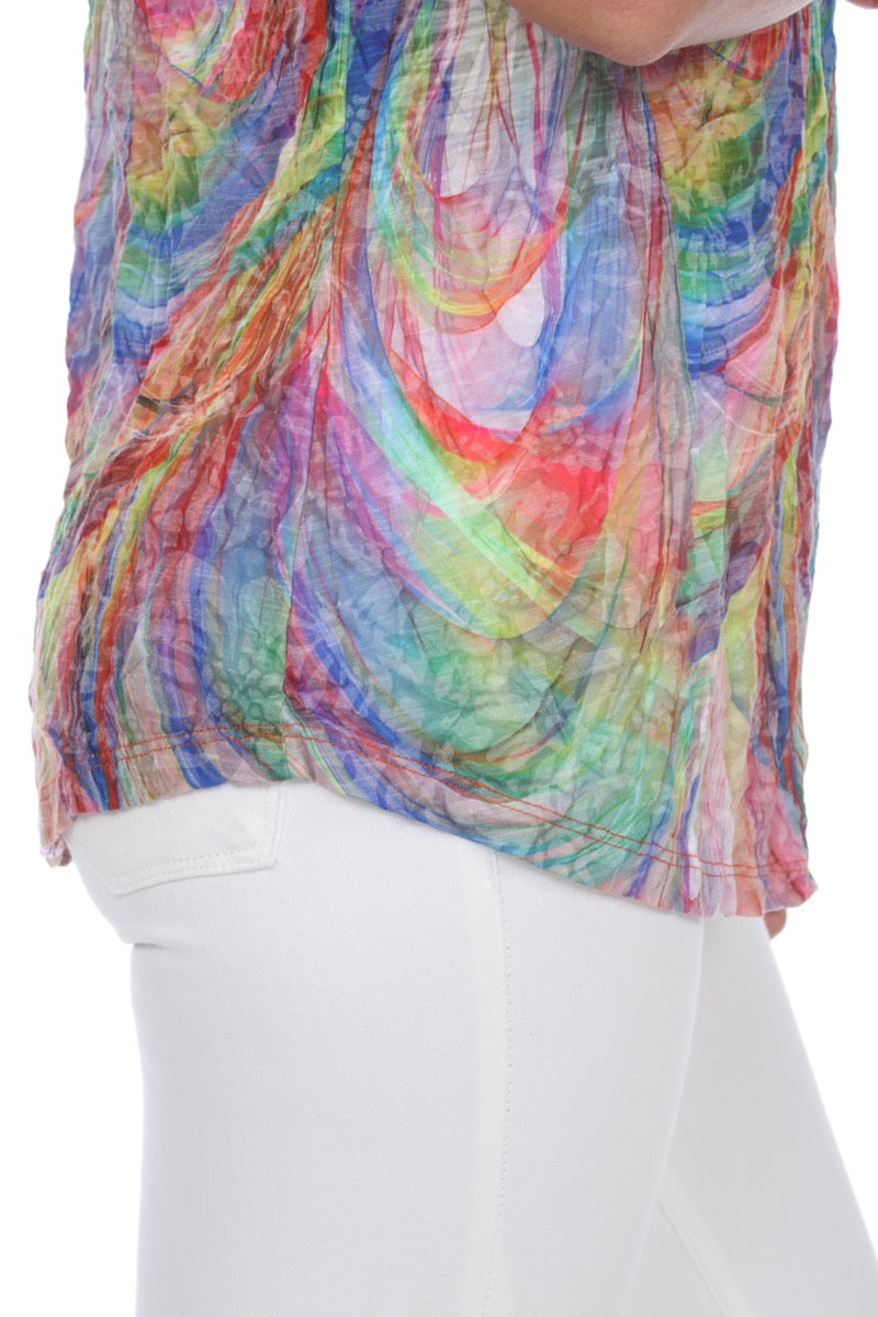 S/S V-Neck Top - Color Burst - CARINE