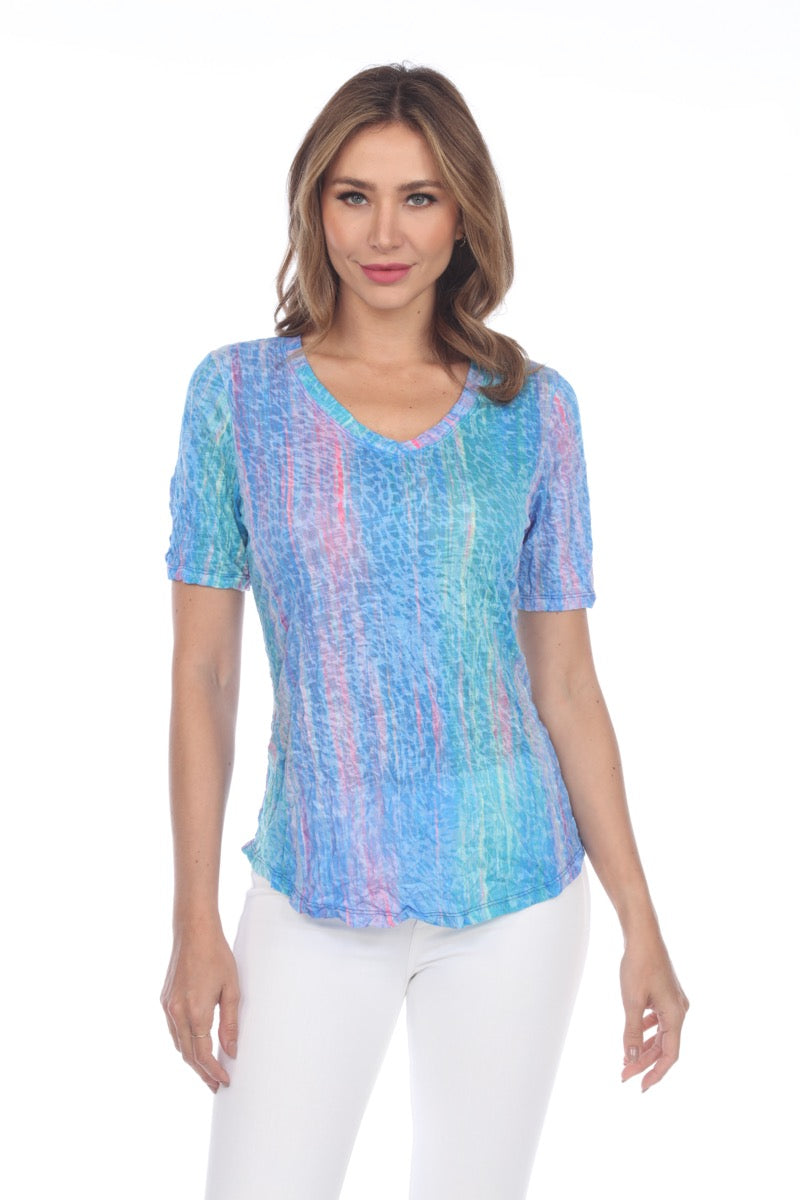 S/S V-Neck Top - Aurora Streak - CARINE