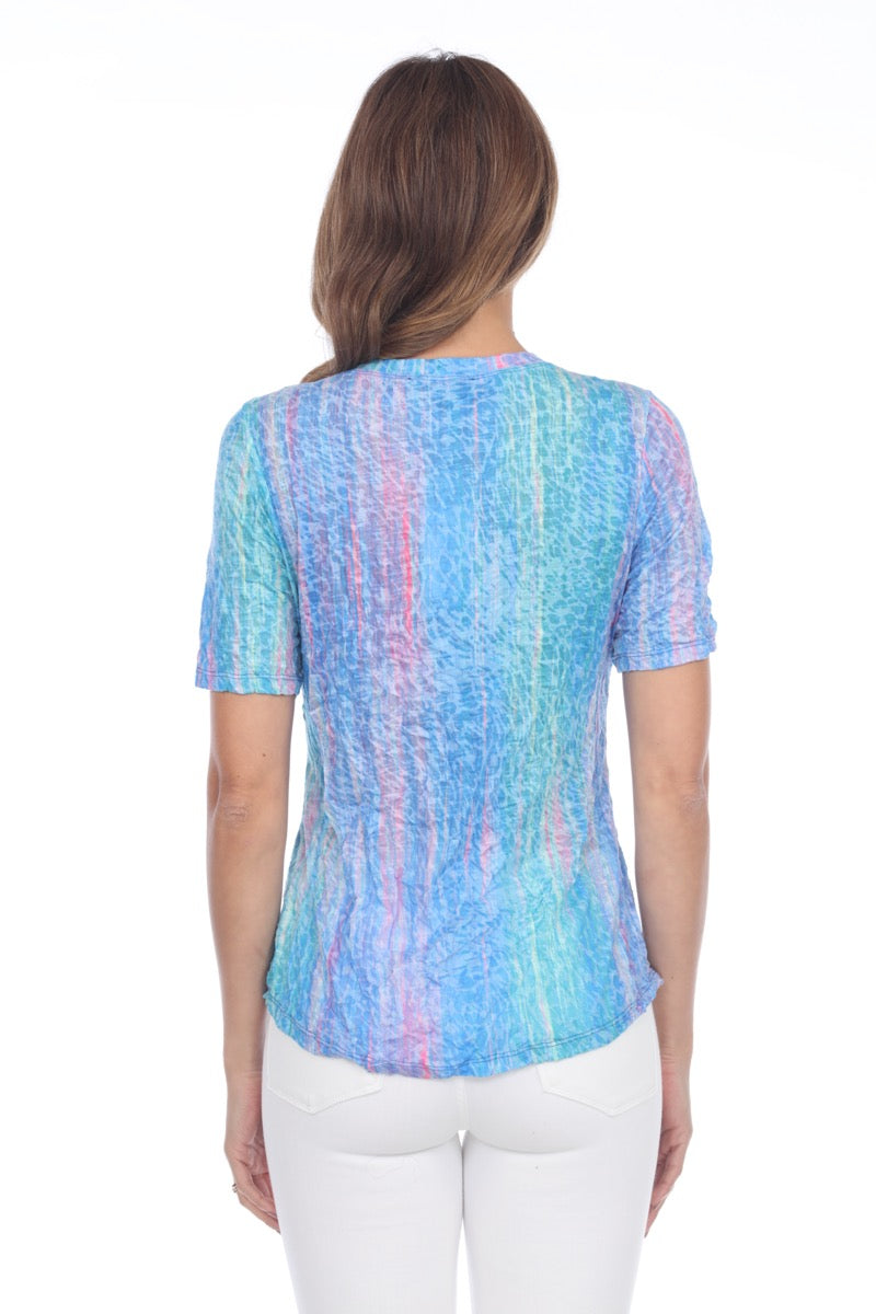 S/S V-Neck Top - Aurora Streak - CARINE