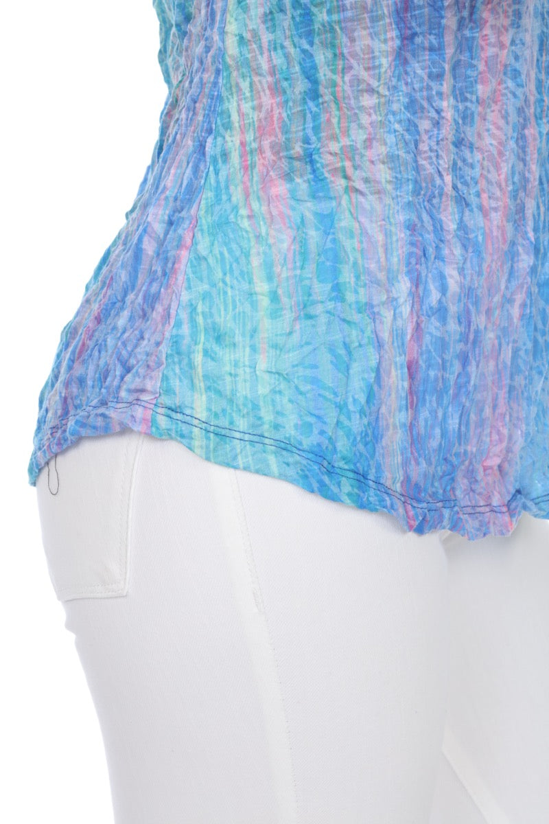 S/S V-Neck Top - Aurora Streak - CARINE