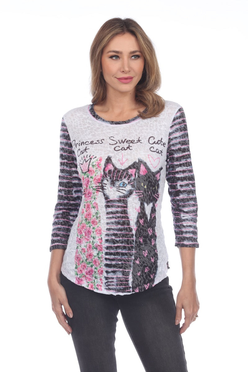 Round-Neck Top - Three Cats - CARINE