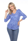 V-Neck Top - Blue Shapes - CARINE