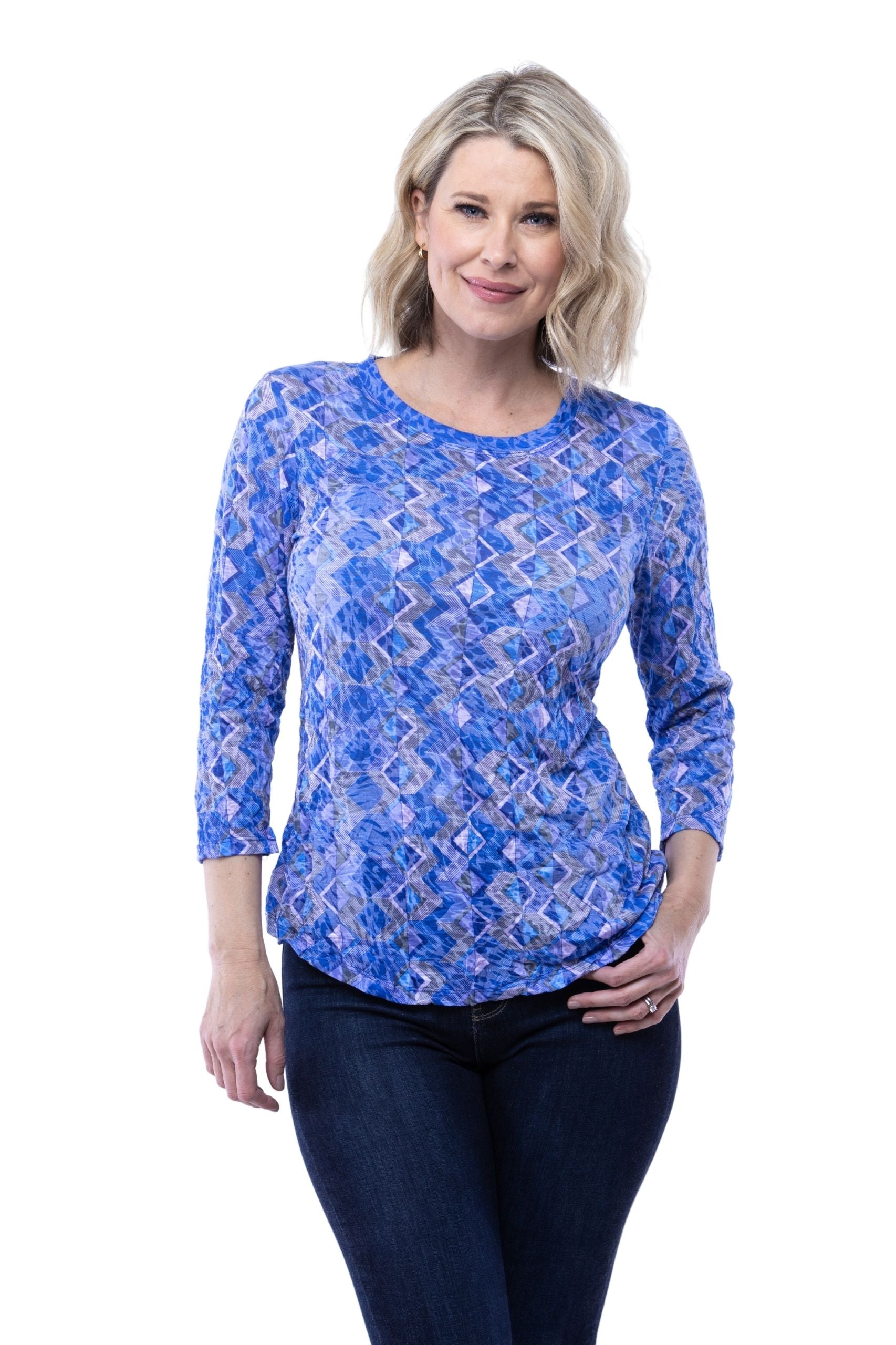 Round-Neck Top - Sapphire Zone - CARINE