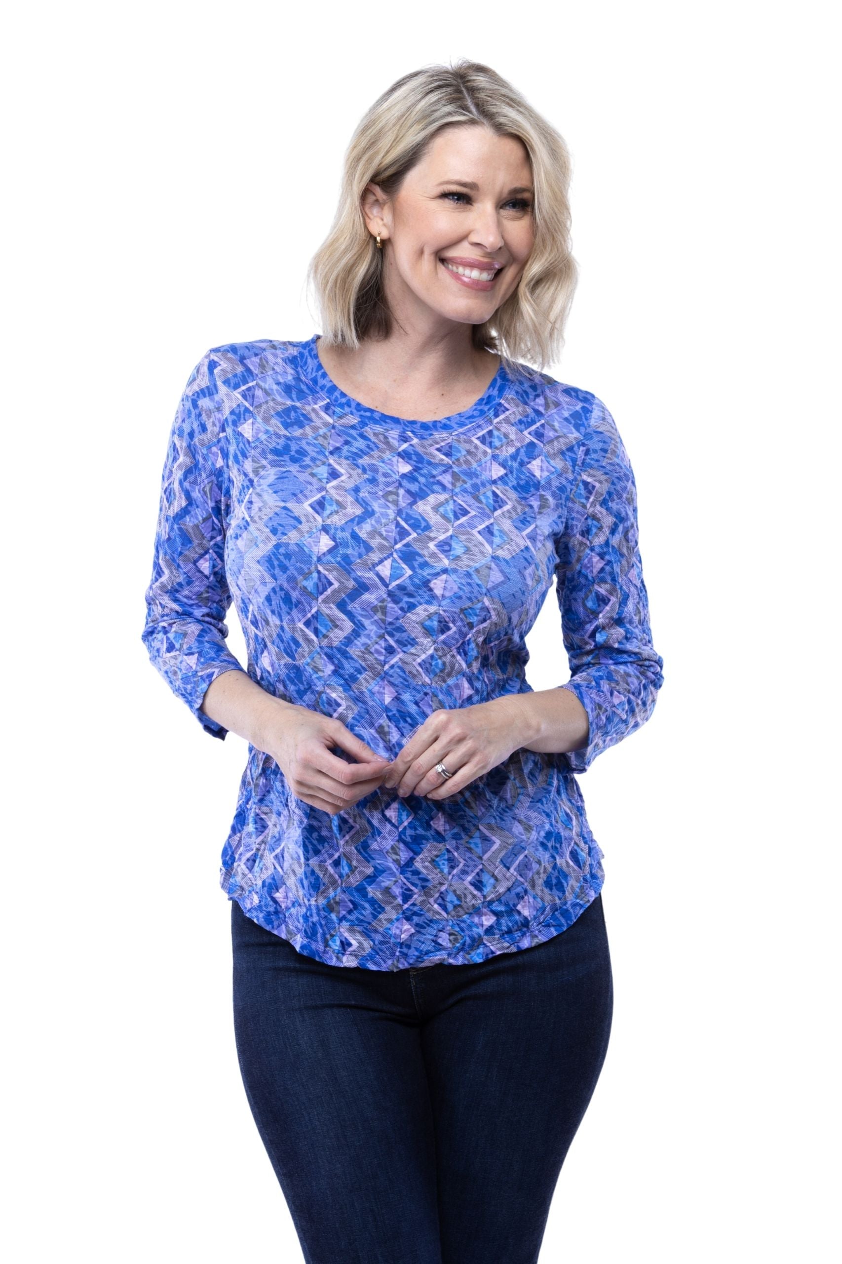 Round-Neck Top - Sapphire Zone - CARINE