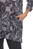 Two-Pocket Tunic - Floral Houndstooth - CARINE