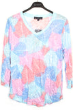 V-Neck Top - Pastel Leaves - CARINE