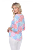 V-Neck Top - Pastel Leaves - CARINE