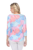 V-Neck Top - Pastel Leaves - CARINE