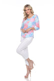 V-Neck Top - Pastel Leaves - CARINE