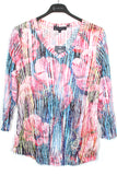 V-Neck Top - Neon Flowers - CARINE