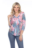 V-Neck Top - Neon Flowers - CARINE