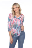 V-Neck Top - Neon Flowers - CARINE