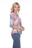 V-Neck Top - Neon Flowers - CARINE