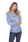 V-Neck Top - Heathered Blue - CARINE