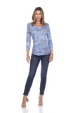 V-Neck Top - Heathered Blue - CARINE