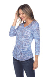 V-Neck Top - Heathered Blue - CARINE