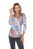 V-Neck Top - Madras Plaid - CARINE