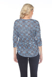 V-Neck Top - Cyan Check - CARINE