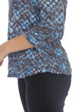 V-Neck Top - Cyan Check - CARINE