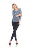 V-Neck Top - Cyan Check - CARINE