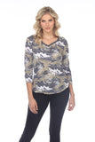 V-Neck Top - Camo Wings - CARINE