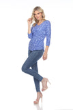 V-Neck Top - Blue Shapes - CARINE