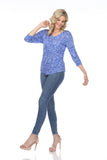 V-Neck Top - Blue Shapes - CARINE