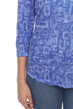 V-Neck Top - Blue Shapes - CARINE
