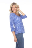 V-Neck Top - Blue Shapes - CARINE