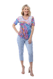 S/S V-Neck Top - Rainbow Pixel - CARINE
