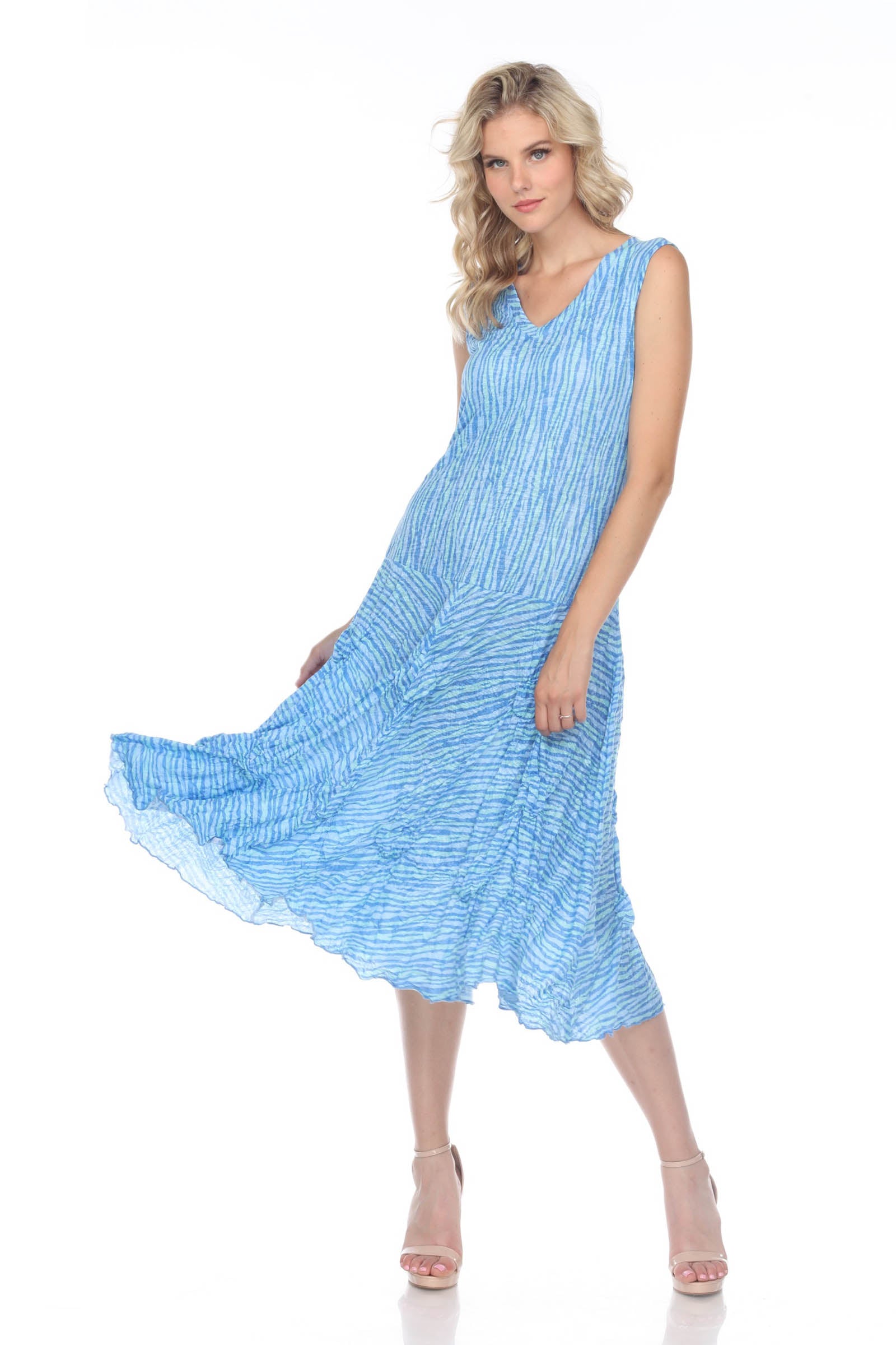 Kelly Dress - Azure Stripes - CARINE
