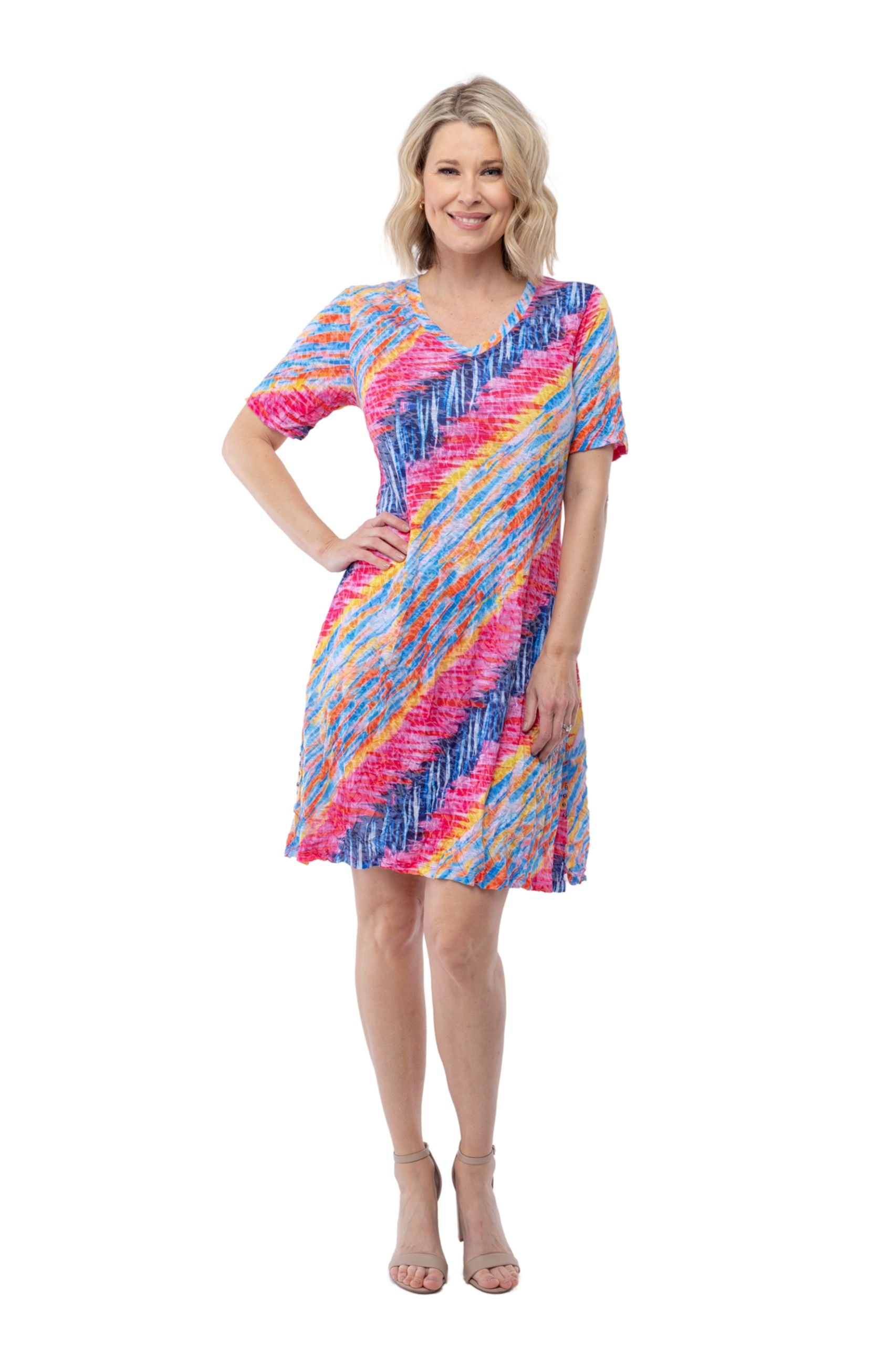 Short Sleeve Dress - Color Zone - CARINE