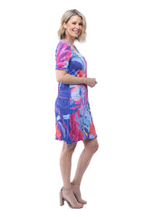 Short Sleeve Dress - Floral Art - CARINE