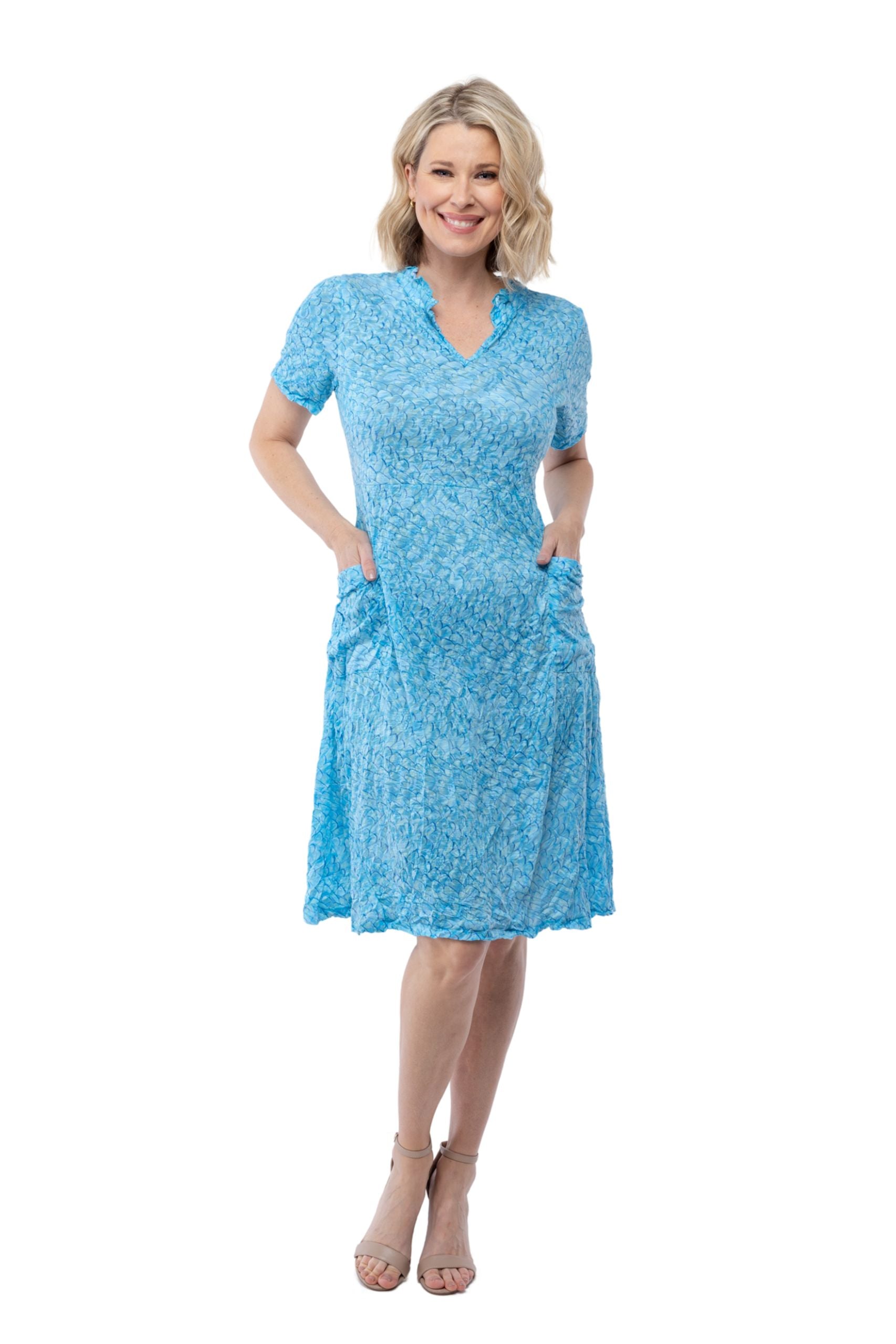 Willa Dress - Aqua Scales - CARINE