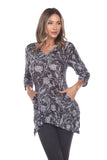 Two-Pocket Tunic - Floral Houndstooth - CARINE
