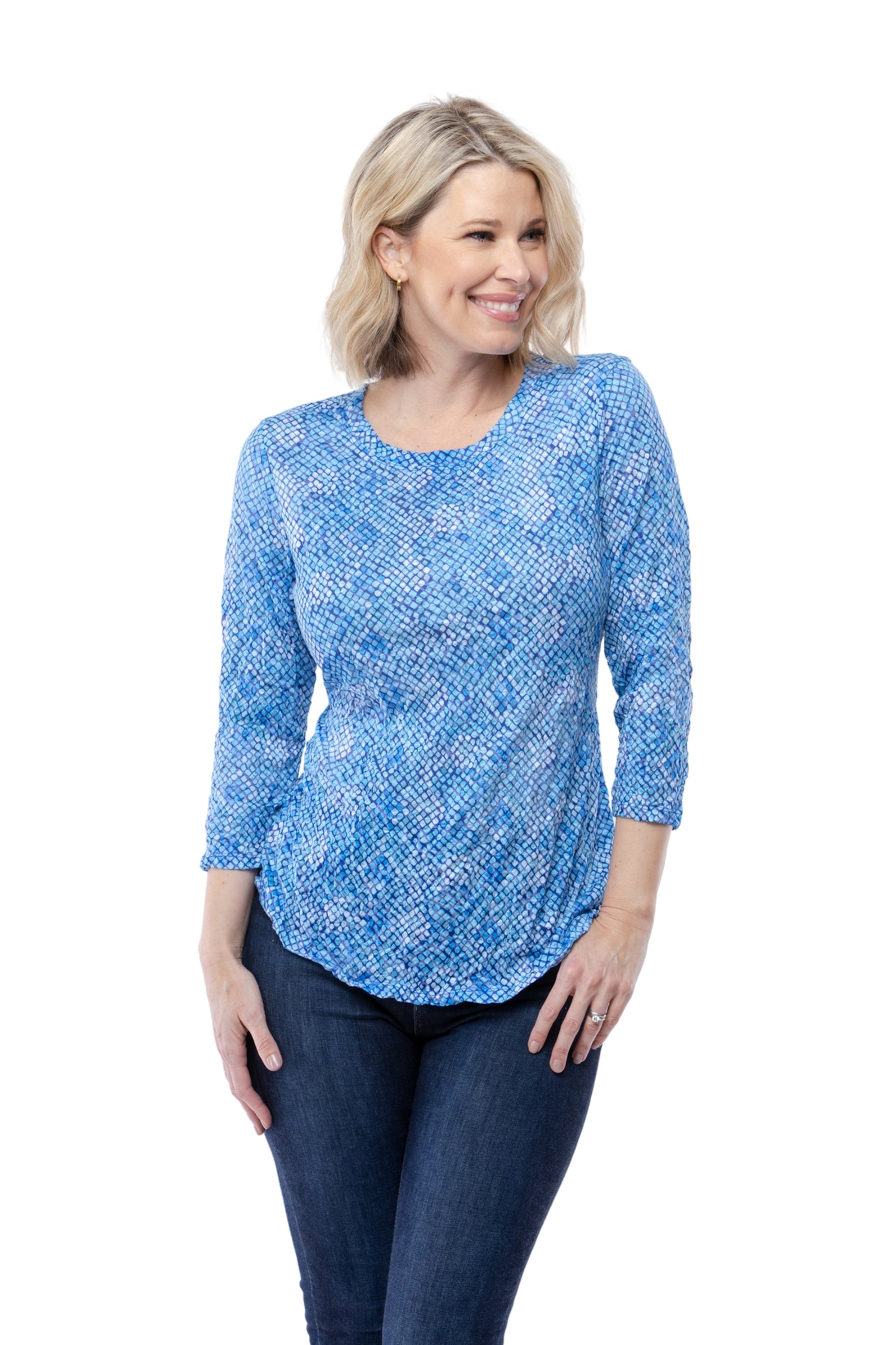 Round-Neck Top - Blue Topaz - CARINE