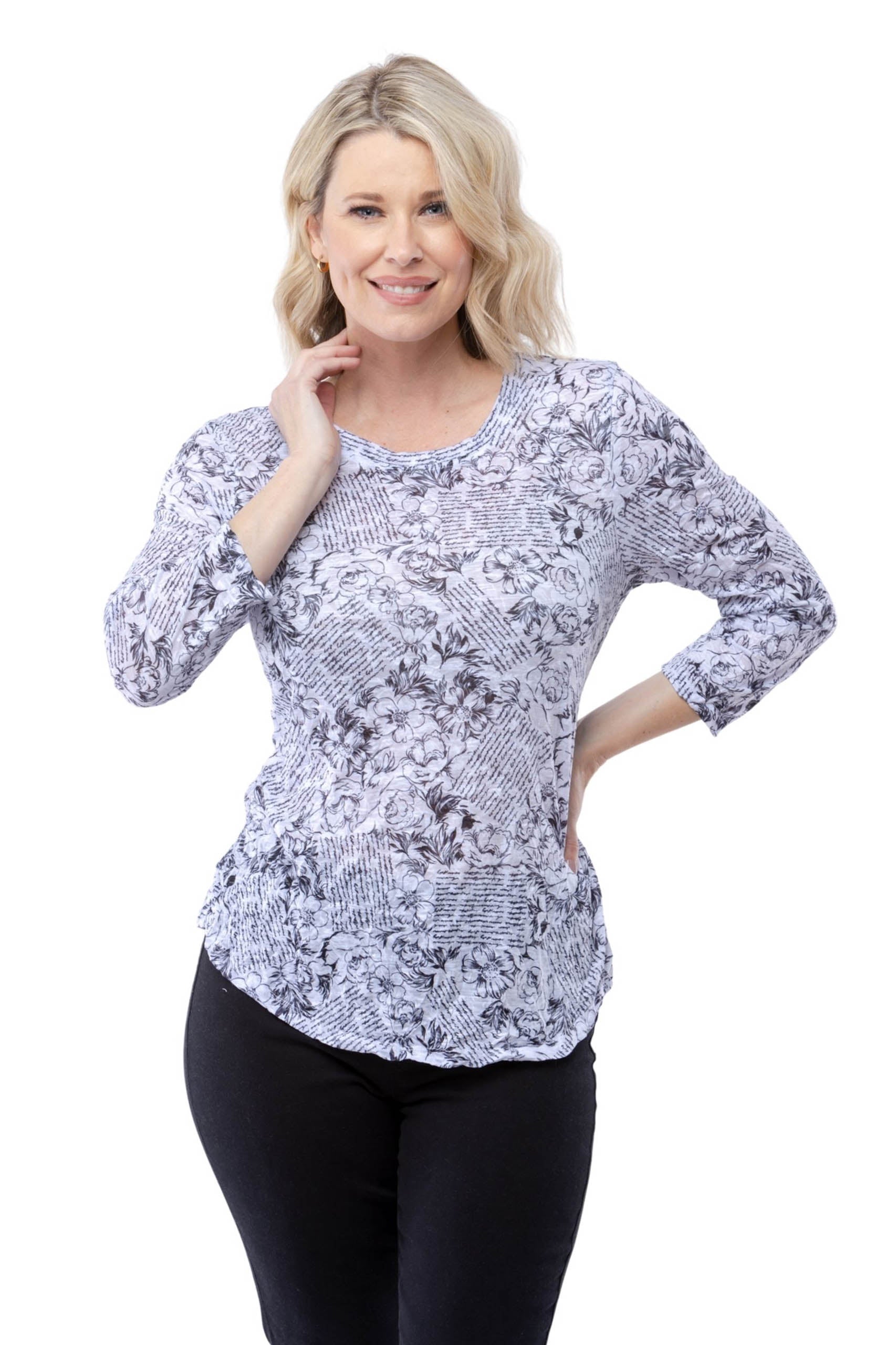 Round-Neck Top - Flower Poem - CARINE