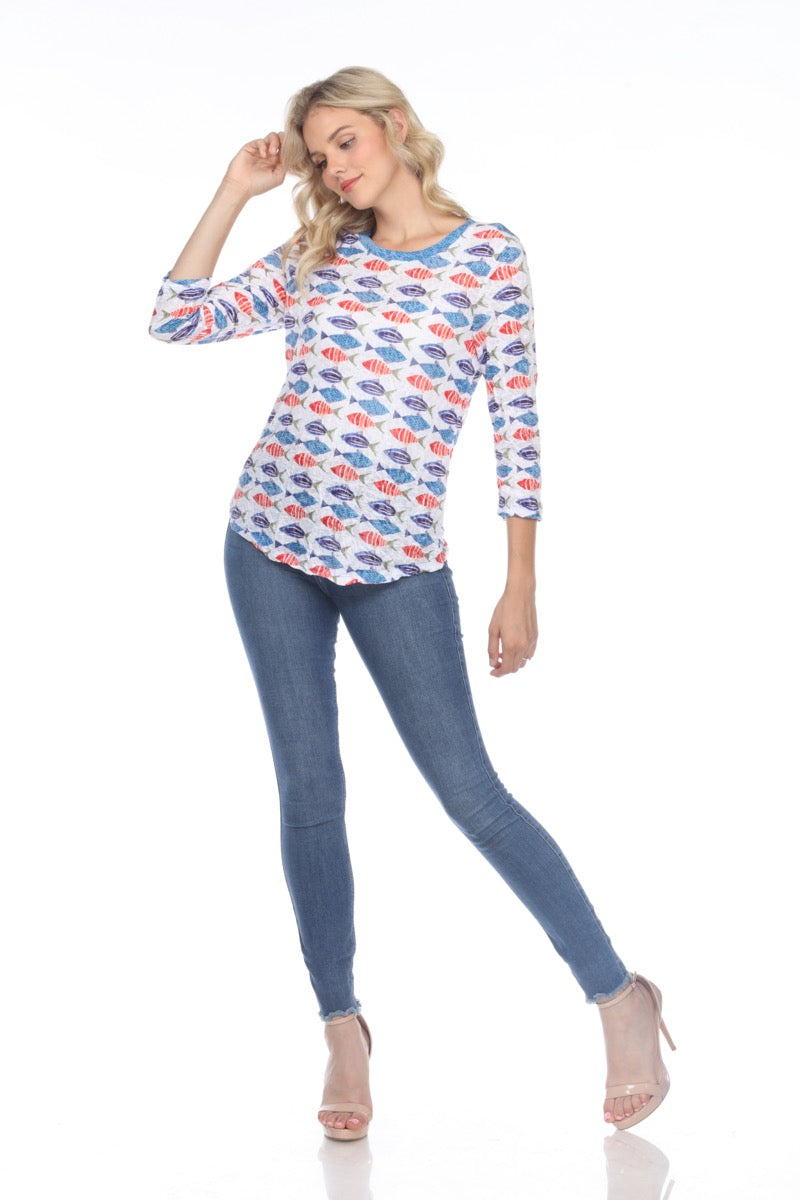Round-Neck Top - Color Fish - CARINE
