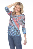 Round-Neck Top - Aqua Slash - CARINE