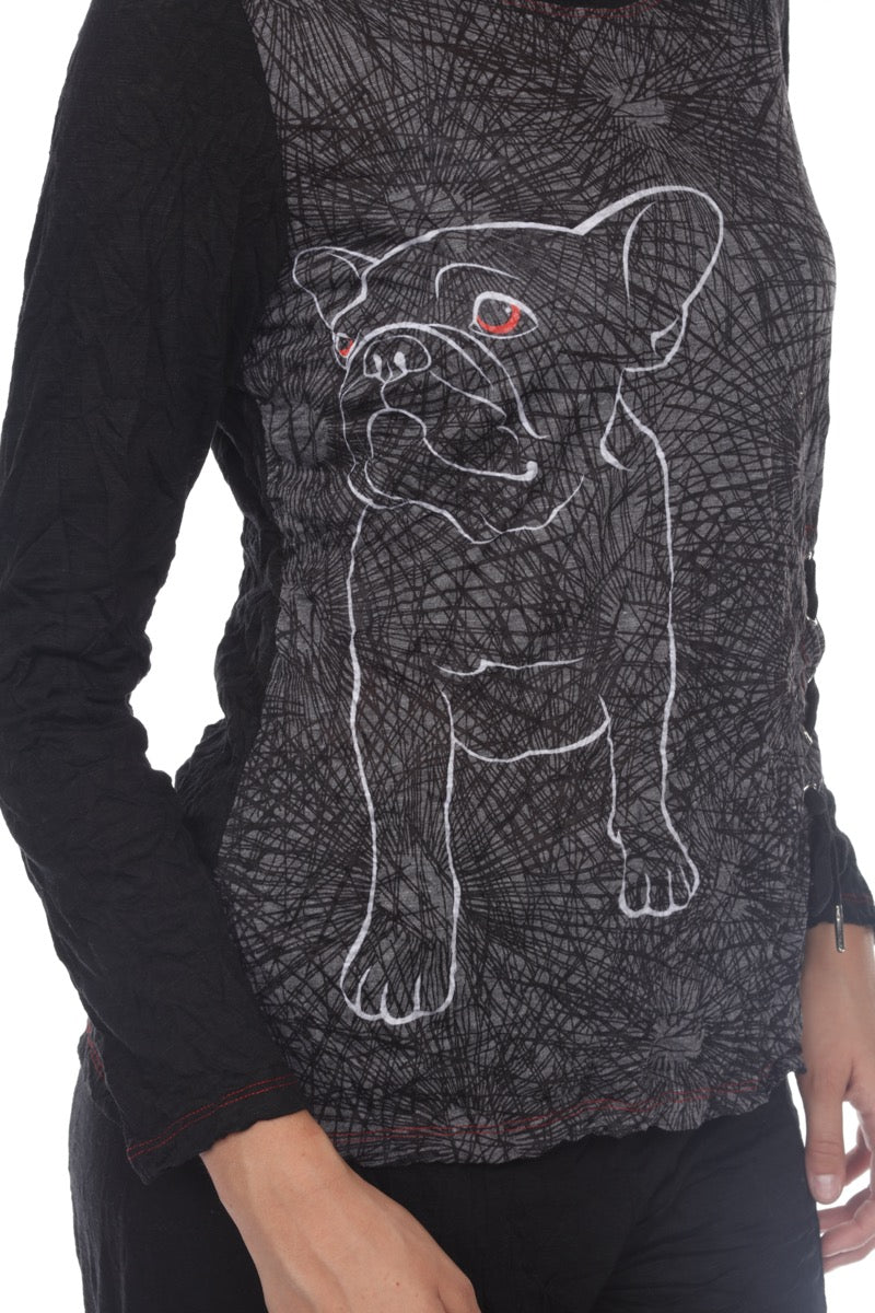 Pauline Top L/S - Frenchie Dog - CARINE