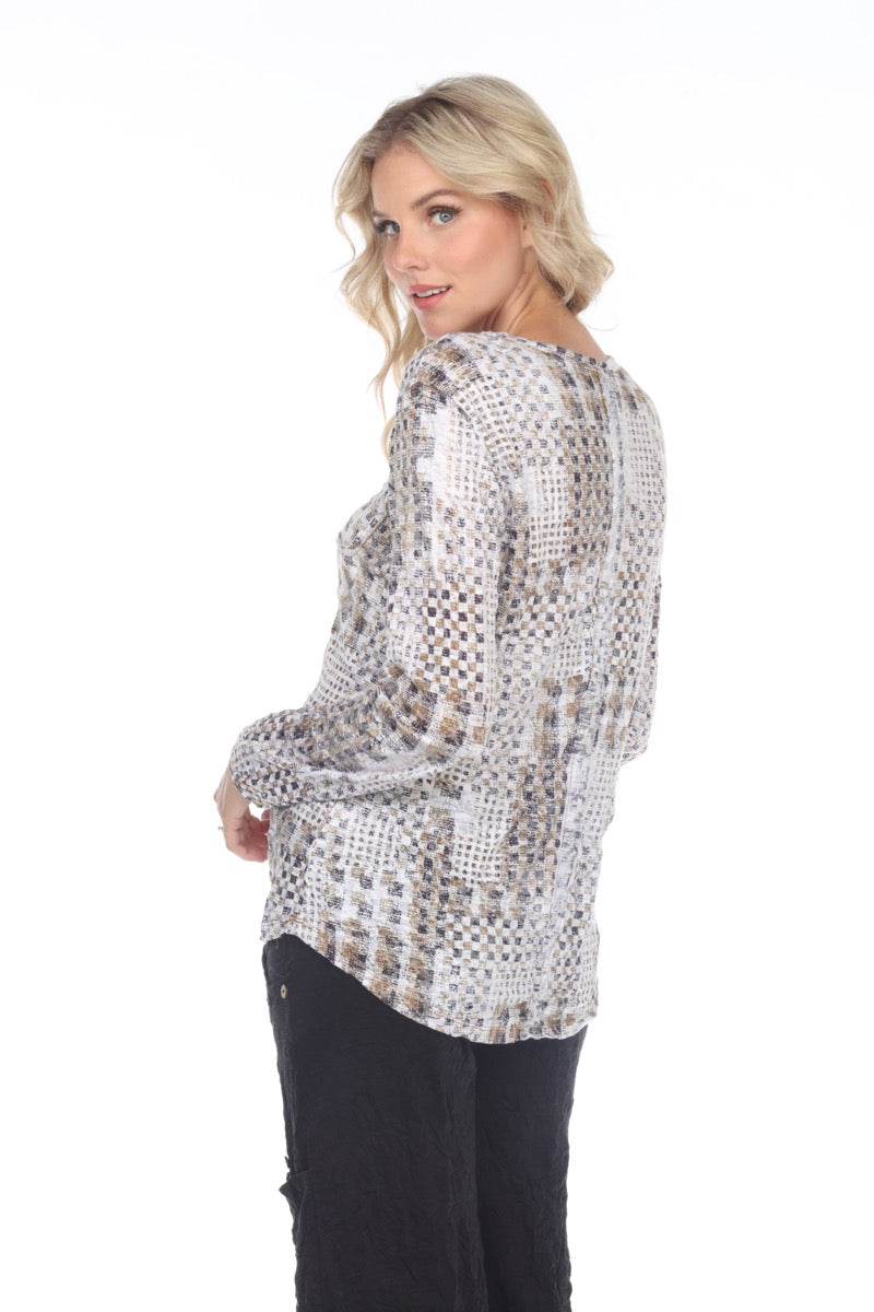 Pamala Top - Sand Grid - CARINE