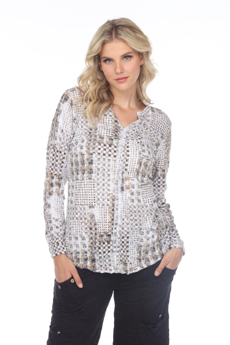 Pamala Top - Sand Grid - CARINE